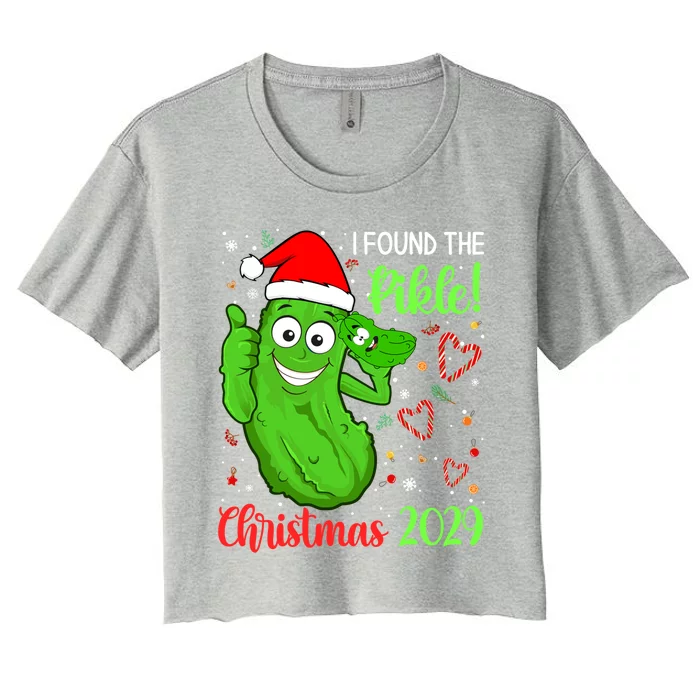 I Found The Pickle Christmas 2029 Funny Xmas Party Gift Women's Crop Top Tee