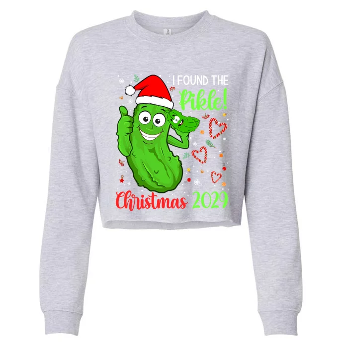 I Found The Pickle Christmas 2029 Funny Xmas Party Gift Cropped Pullover Crew