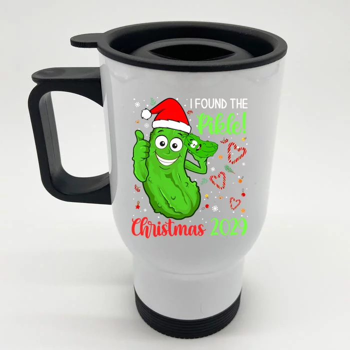 I Found The Pickle Christmas 2029 Funny Xmas Party Gift Front & Back Stainless Steel Travel Mug