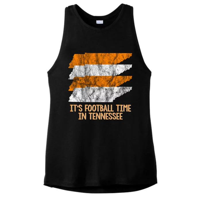 Its Football Time Tennessee Vintage Retro State Orange White Ladies Tri-Blend Wicking Tank