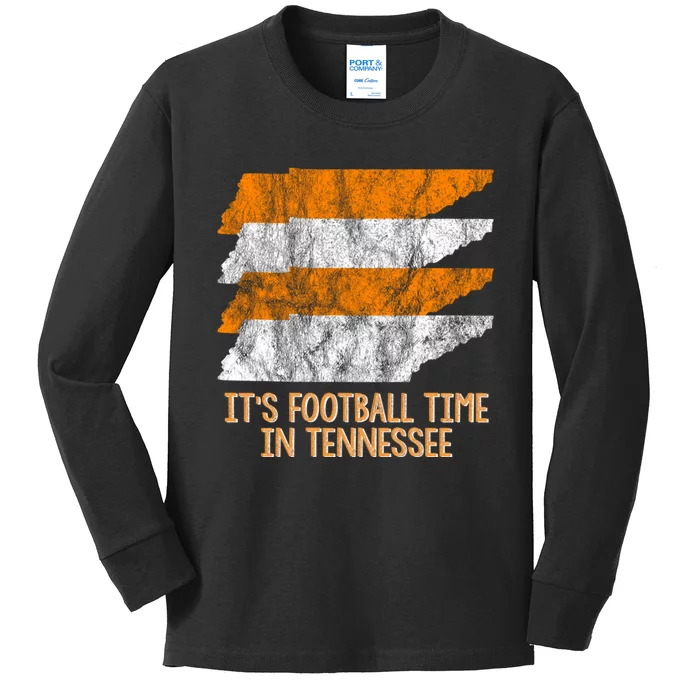 Its Football Time Tennessee Vintage Retro State Orange White Kids Long Sleeve Shirt