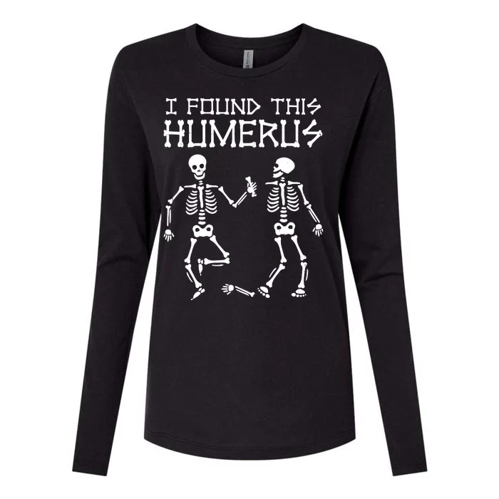 I Found This Humerus Funny Halloween Skeletons Womens Cotton Relaxed Long Sleeve T-Shirt