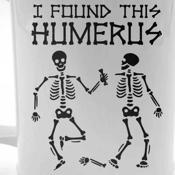 I Found This Humerus Funny Halloween Skeletons Front & Back Beer Stein