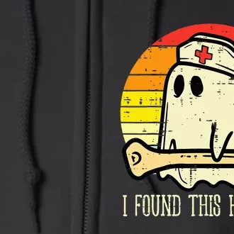 I Found This Humerus Funny Halloween Nurse Fall Scrub Full Zip Hoodie