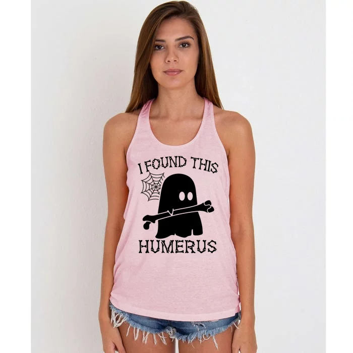 I Found This Humerus Halloween Ghost Humorous Saying Funny Women's Knotted Racerback Tank