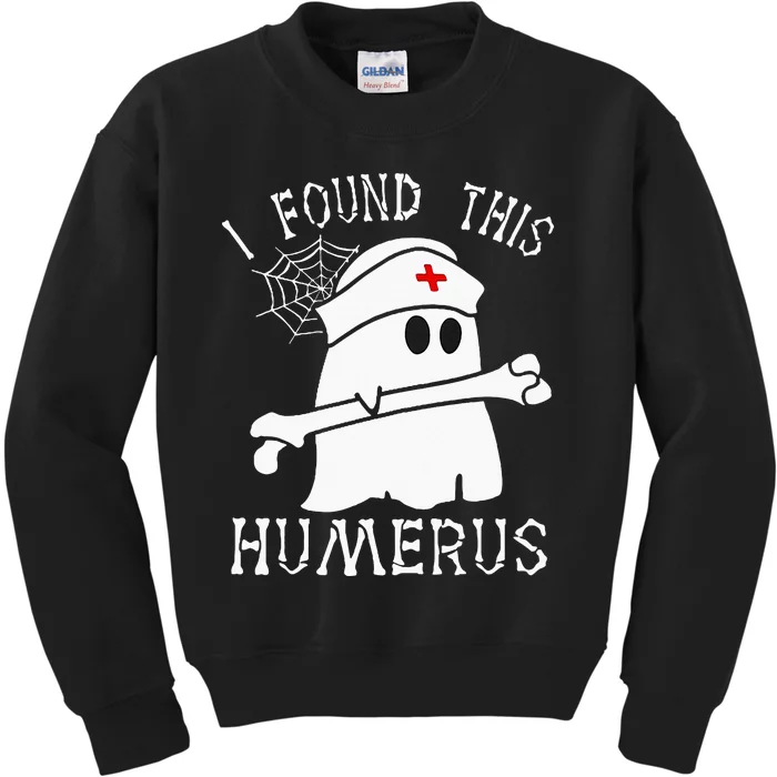 I Found This Humerus Funny Ghost Nurse Halloween Kids Sweatshirt