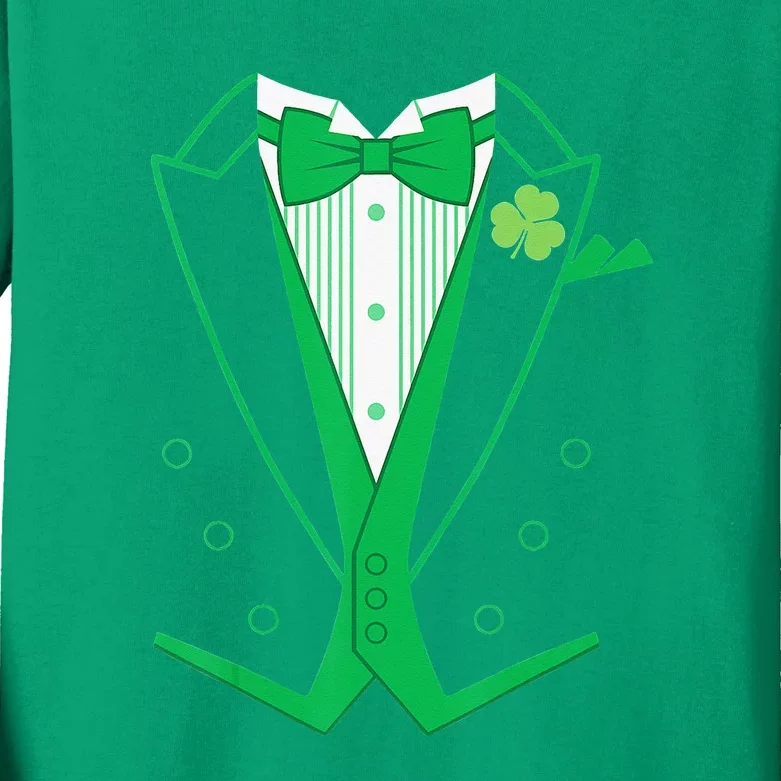 Irish Formal Tuxedo Funny St. Patrick's Day Kids Long Sleeve Shirt