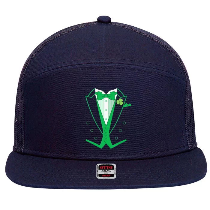 Irish Formal Tuxedo Funny St. Patrick's Day 7 Panel Mesh Trucker Snapback Hat