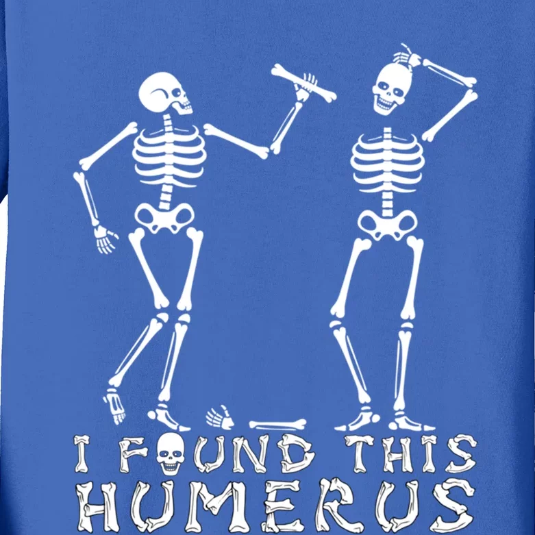 I Found This Humerus Funny Skeleton Costume Science Biology Gift Kids Long Sleeve Shirt