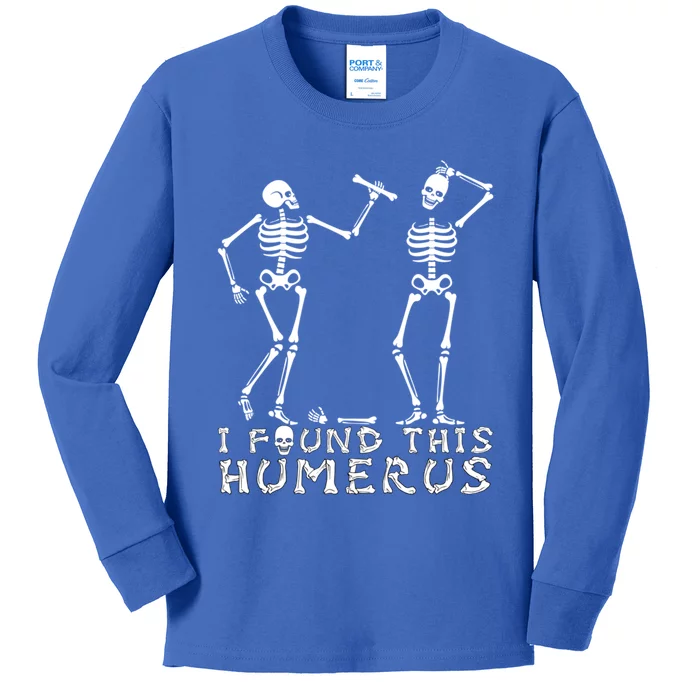 I Found This Humerus Funny Skeleton Costume Science Biology Gift Kids Long Sleeve Shirt