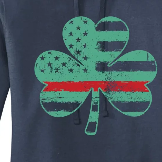 Irish Firefighter Usa American Flag Gift St Patricks Day Great Gift Women's Pullover Hoodie