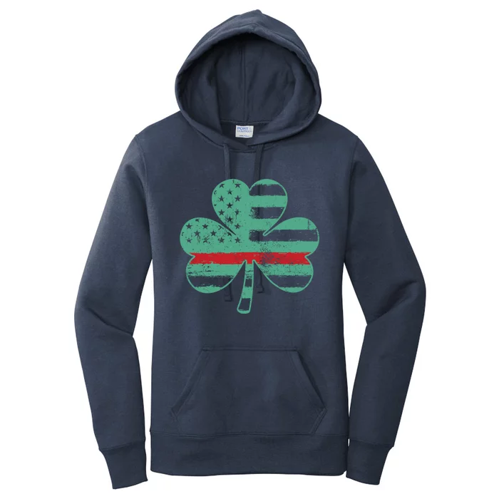 Irish Firefighter Usa American Flag Gift St Patricks Day Great Gift Women's Pullover Hoodie