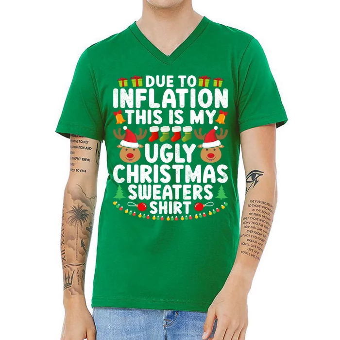 Inflation Fun Ugly Christmas Sweater V-Neck T-Shirt