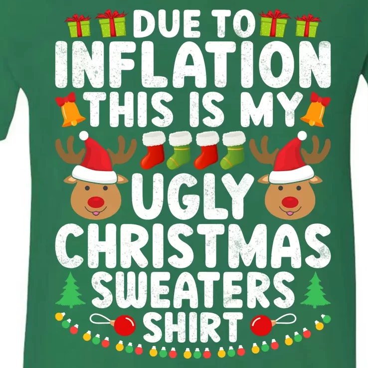 Inflation Fun Ugly Christmas Sweater V-Neck T-Shirt