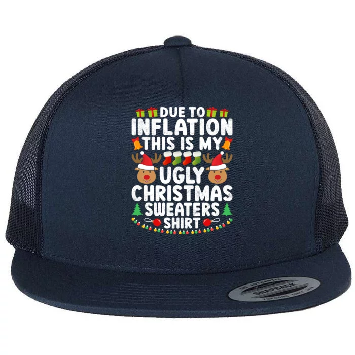 Inflation Fun Ugly Christmas Sweater Flat Bill Trucker Hat