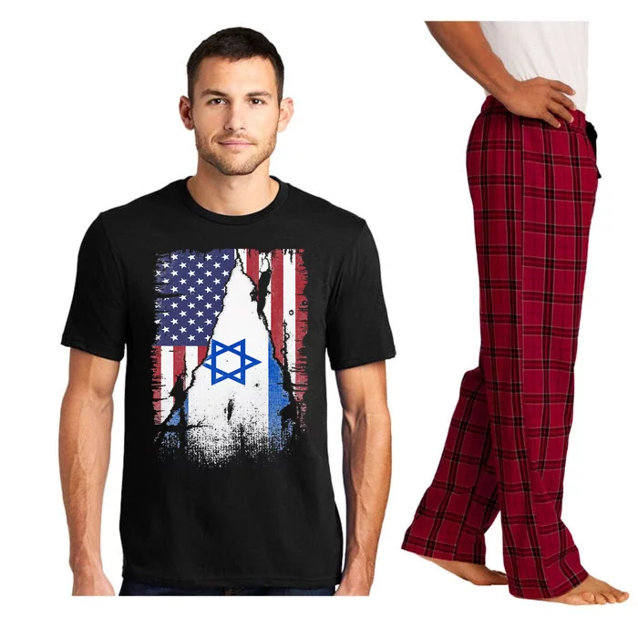 Israeli Flag Vintage Israel USA Flag Pajama Set