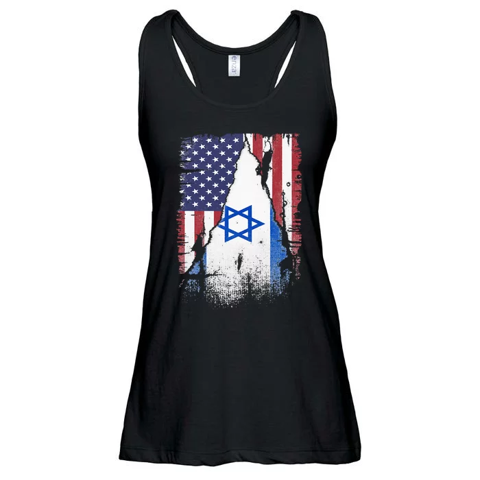 Israeli Flag Vintage Israel USA Flag Ladies Essential Flowy Tank