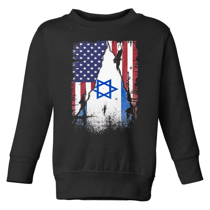 Israeli Flag Vintage Israel USA Flag Toddler Sweatshirt