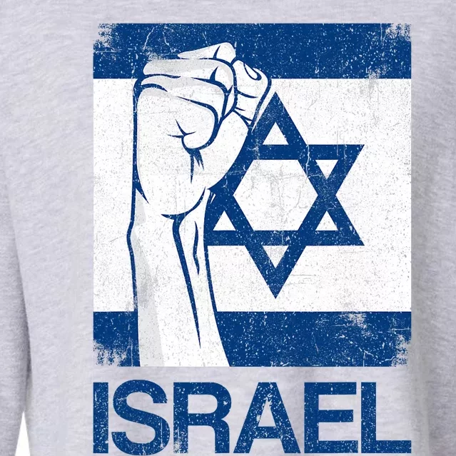 Israeli Flag Vintage Israel Strong Cropped Pullover Crew