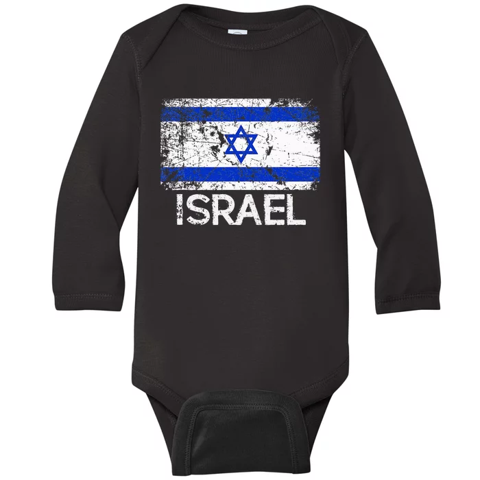 Israeli Flag Vintage Made In Israel Gift Baby Long Sleeve Bodysuit