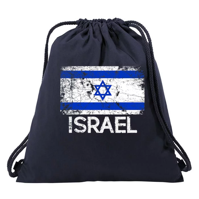 Israeli Flag Vintage I Stand With Israel Drawstring Bag