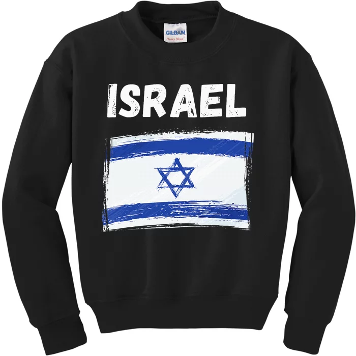 Israel Flag Vintage Grunge Patriotic Souvenir Kids Sweatshirt