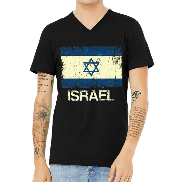 Israeli Flag  Vintage Israel V-Neck T-Shirt