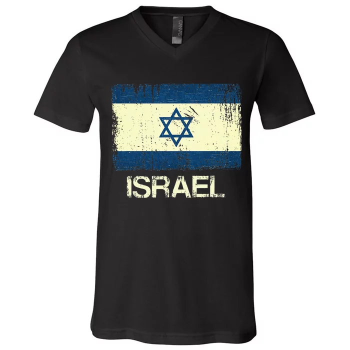 Israeli Flag  Vintage Israel V-Neck T-Shirt