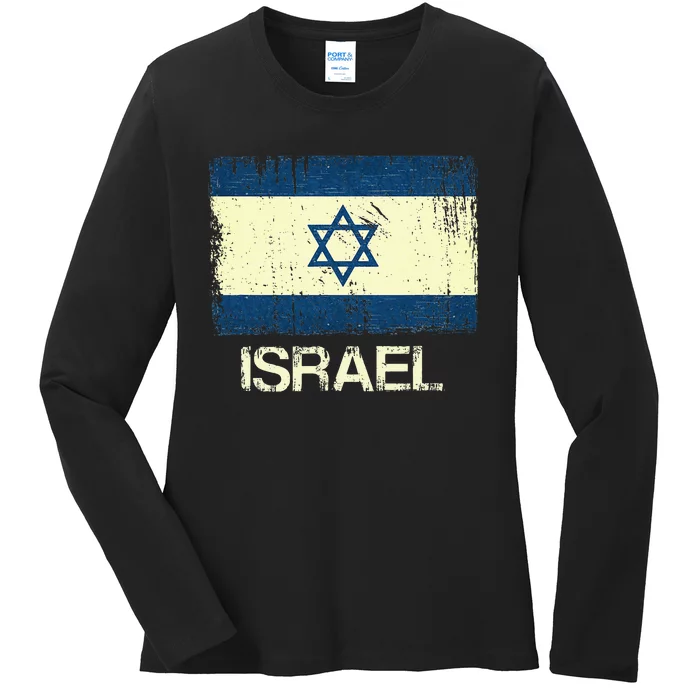 Israeli Flag  Vintage Israel Ladies Long Sleeve Shirt