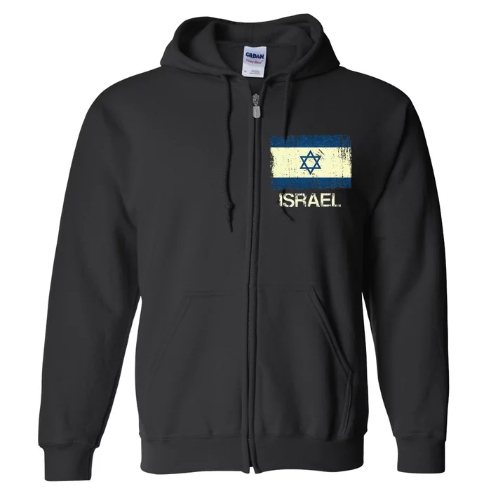 Israeli Flag  Vintage Israel Full Zip Hoodie