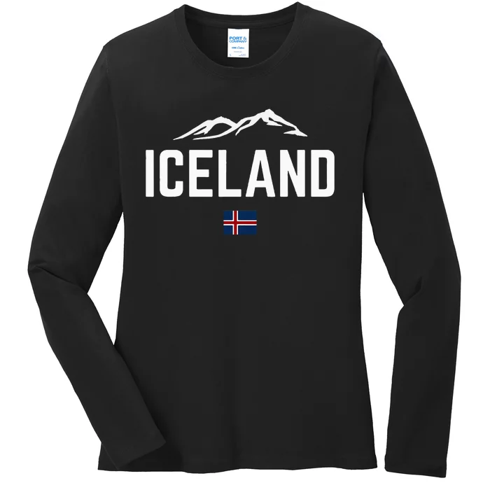 Iceland Flag Vintage Women Iceland Ladies Long Sleeve Shirt