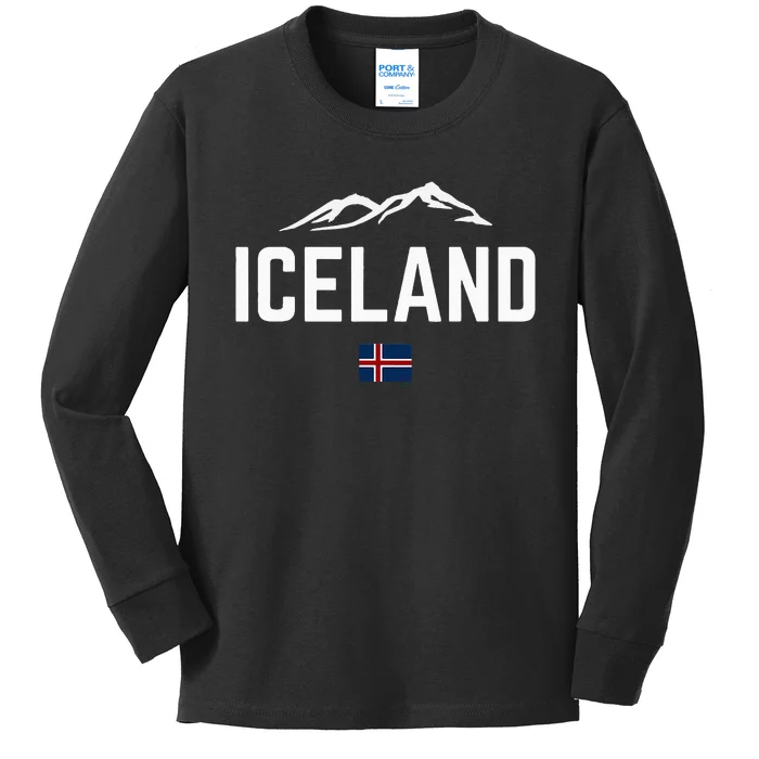 Iceland Flag Vintage Women Iceland Kids Long Sleeve Shirt