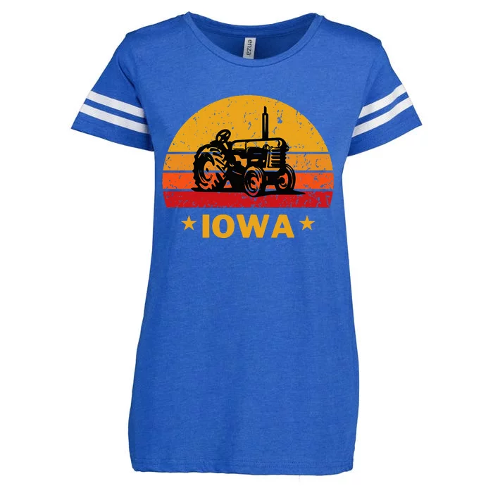 Iowa Farming  Vintage Farmer Tractor Enza Ladies Jersey Football T-Shirt