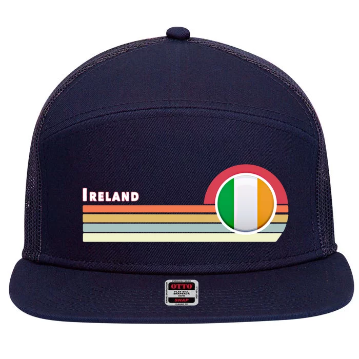 Ireland Flag Vintage Look Irish Flag Gift 7 Panel Mesh Trucker Snapback Hat