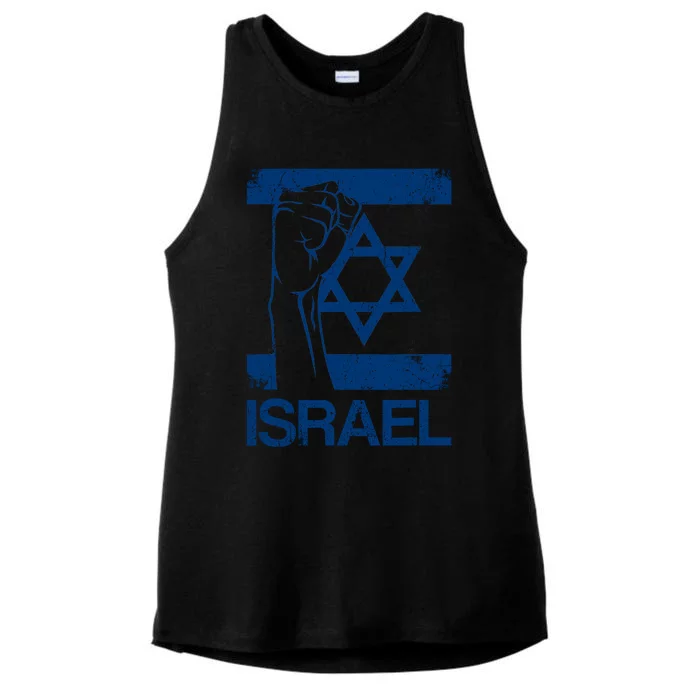 Israeli Flag Vintage Israel Ladies Tri-Blend Wicking Tank