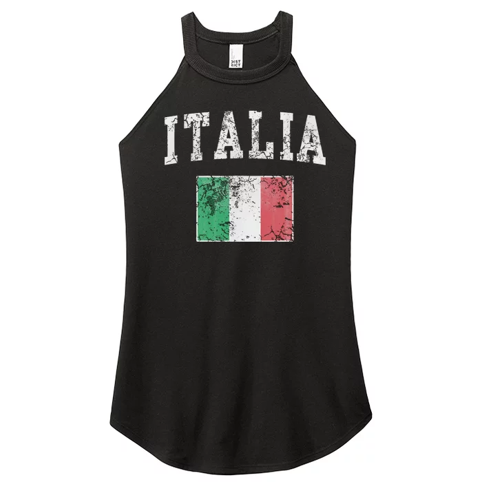 Italian Flag Vintage Italy Souvenir Travel Gift Women’s Perfect Tri Rocker Tank