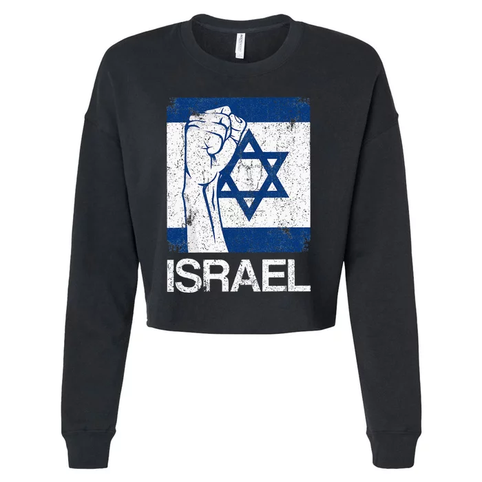 Israeli Flag Vintage Israel Cropped Pullover Crew