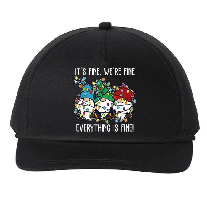 Its Fine Were Fine Everything Is Fine Gnome Funny Christmas Snapback Five-Panel Rope Hat