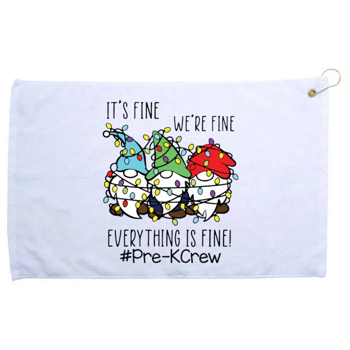 Its Fine Were Fine Gnome Prek Teacher Christmas Light Grommeted Golf Towel