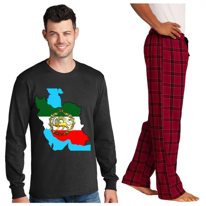 Iran Flag With A Golden Lion Long Sleeve Pajama Set