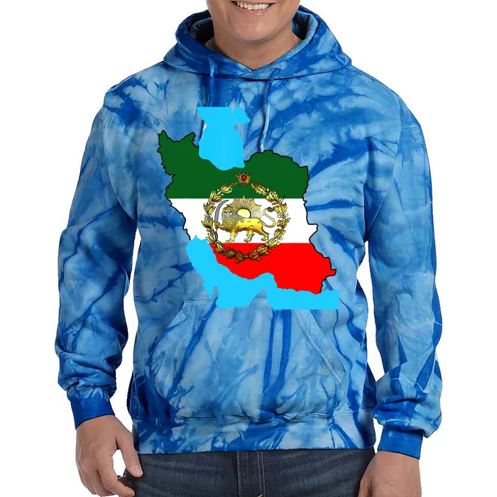 Iran Flag With A Golden Lion Tie Dye Hoodie