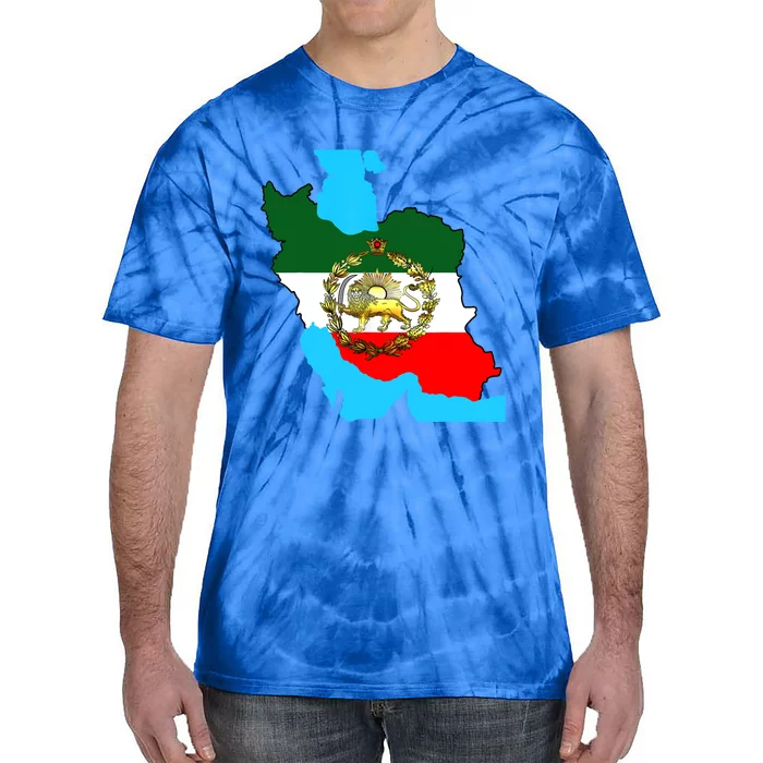 Iran Flag With A Golden Lion Tie-Dye T-Shirt