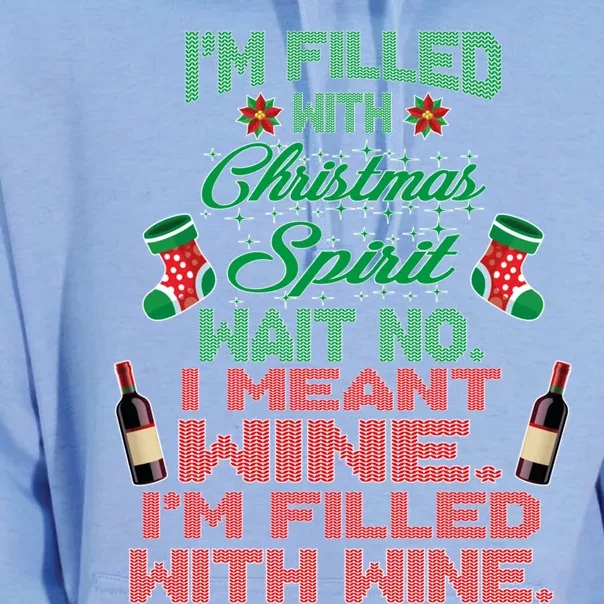 Im Filled With Christmas Spirit Wine Ugly Christmas Sweater Gift Unisex Surf Hoodie