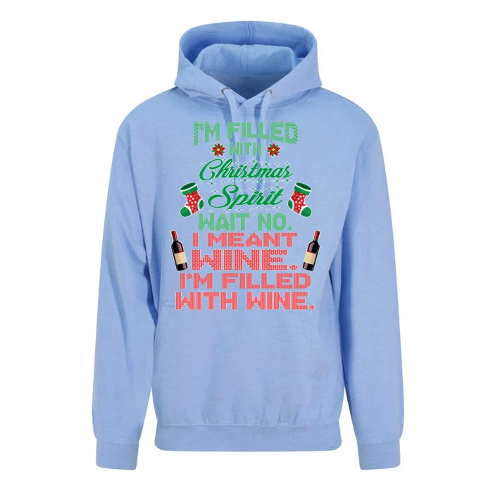 Im Filled With Christmas Spirit Wine Ugly Christmas Sweater Gift Unisex Surf Hoodie