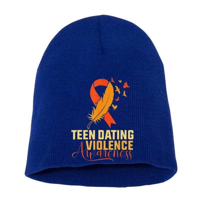 In February We Wear Orange Teen Dating Violence Awareness Short Acrylic Beanie