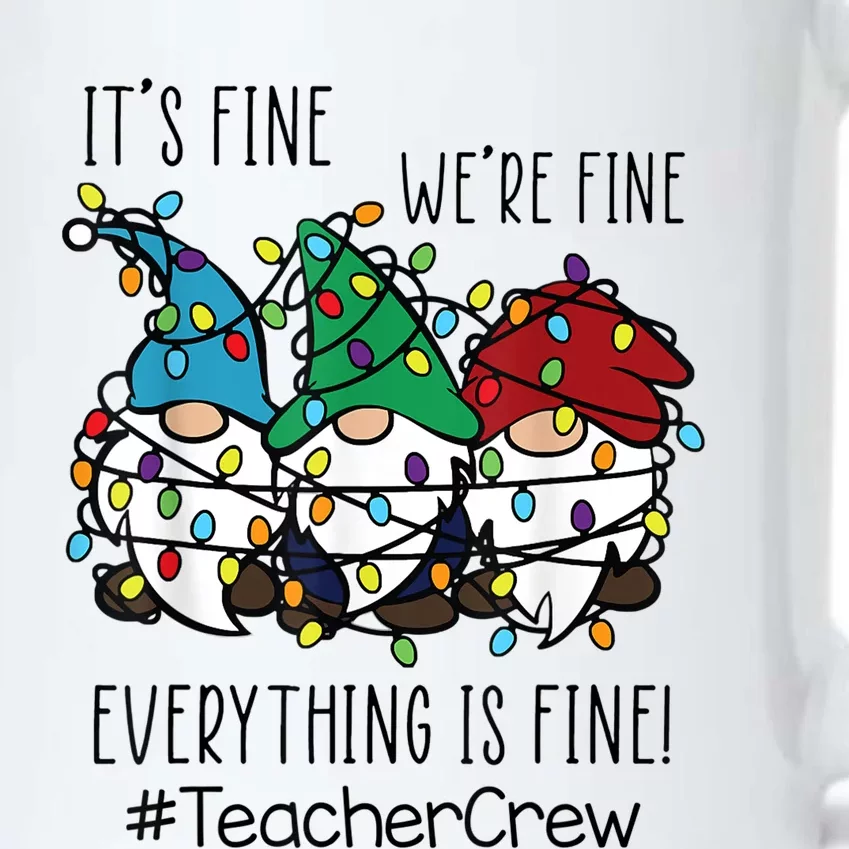 It's Fine We're Fine Everything Is Fine Gnome Teacher Crew Black Color Changing Mug