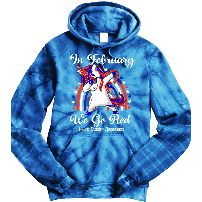 In February We Go Red Unicorn Heart Disease Awareness Month Great Gift Tie Dye Hoodie