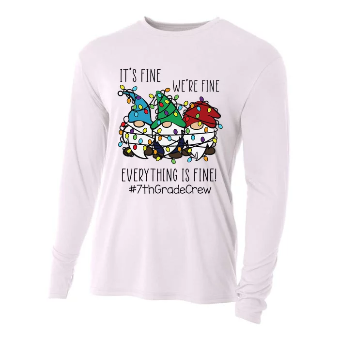 It's Fine We're Fine Everything Is Fine Gnome 7th Grade Crew Cooling Performance Long Sleeve Crew