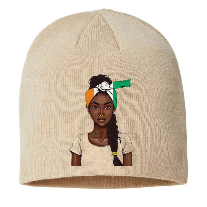 Ivorian Flag Women Souvenirs Products Ivory Coast 8 1/2in Sustainable Knit Beanie