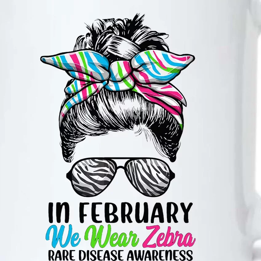 In February We Wear Zebra Messy Bun Rare Disease Awareness Black Color Changing Mug